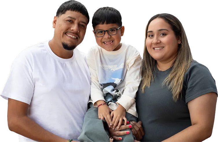 Diego and his family smiling together